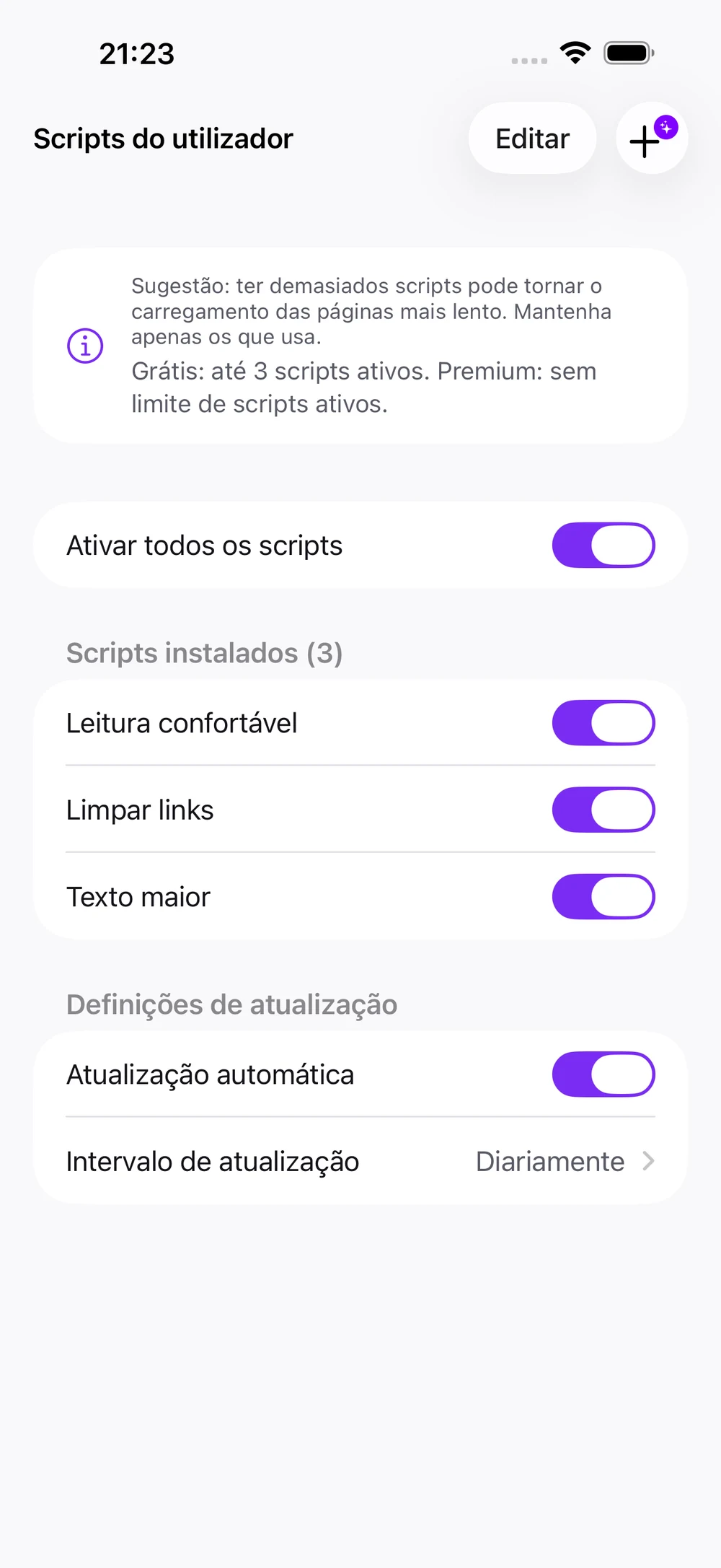 Seus sites. Suas regras.