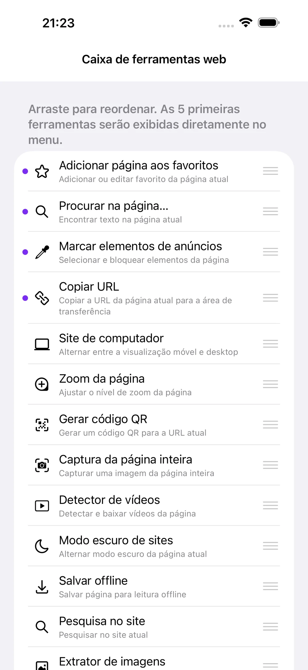 Tarefas da web. Em um só lugar.